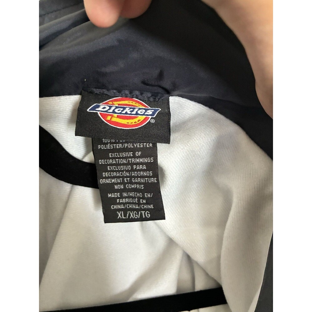 Dickies Men's Black Snap-Front Lined Jacket XL Stand-Up Collar Logo - Picture 2 of 4